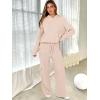 imageANRABESS Womens Two Piece Outfits Casual Knit Hooded Sweater Straight Leg Pants Set 2025 Fall Lounge Travel ClothesBeige