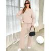 imageANRABESS Womens Two Piece Outfits Casual Knit Hooded Sweater Straight Leg Pants Set 2025 Fall Lounge Travel ClothesBeige