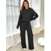 imageANRABESS Womens Two Piece Outfits Casual Knit Hooded Sweater Straight Leg Pants Set 2025 Fall Lounge Travel ClothesBlack