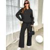 imageANRABESS Womens Two Piece Outfits Casual Knit Hooded Sweater Straight Leg Pants Set 2025 Fall Lounge Travel ClothesBlack