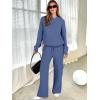 imageANRABESS Womens Two Piece Outfits Casual Knit Hooded Sweater Straight Leg Pants Set 2025 Fall Lounge Travel ClothesDark Blue
