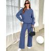 imageANRABESS Womens Two Piece Outfits Casual Knit Hooded Sweater Straight Leg Pants Set 2025 Fall Lounge Travel ClothesDark Blue