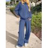 imageANRABESS Womens Two Piece Outfits Casual Knit Hooded Sweater Straight Leg Pants Set 2025 Fall Lounge Travel ClothesDark Blue