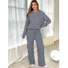 imageANRABESS Womens Two Piece Outfits Casual Knit Hooded Sweater Straight Leg Pants Set 2025 Fall Lounge Travel ClothesGrey