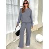 imageANRABESS Womens Two Piece Outfits Casual Knit Hooded Sweater Straight Leg Pants Set 2025 Fall Lounge Travel ClothesGrey