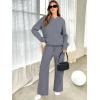 imageANRABESS Womens Two Piece Outfits Casual Knit Hooded Sweater Straight Leg Pants Set 2025 Fall Lounge Travel ClothesGrey