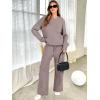 imageANRABESS Womens Two Piece Outfits Casual Knit Hooded Sweater Straight Leg Pants Set 2025 Fall Lounge Travel ClothesKhaki