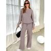 imageANRABESS Womens Two Piece Outfits Casual Knit Hooded Sweater Straight Leg Pants Set 2025 Fall Lounge Travel ClothesKhaki