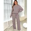 imageANRABESS Womens Two Piece Outfits Casual Knit Hooded Sweater Straight Leg Pants Set 2025 Fall Lounge Travel ClothesKhaki