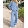 imageANRABESS Womens Two Piece Outfits Casual Knit Hooded Sweater Straight Leg Pants Set 2025 Fall Lounge Travel ClothesLight Blue