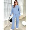 imageANRABESS Womens Two Piece Outfits Casual Knit Hooded Sweater Straight Leg Pants Set 2025 Fall Lounge Travel ClothesLight Blue