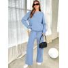 imageANRABESS Womens Two Piece Outfits Casual Knit Hooded Sweater Straight Leg Pants Set 2025 Fall Lounge Travel ClothesLight Blue