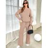 imageANRABESS Womens Two Piece Outfits Casual Knit Hooded Sweater Straight Leg Pants Set 2025 Fall Lounge Travel ClothesLight Camel