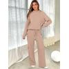 imageANRABESS Womens Two Piece Outfits Casual Knit Hooded Sweater Straight Leg Pants Set 2025 Fall Lounge Travel ClothesLight Camel