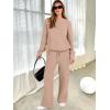 imageANRABESS Womens Two Piece Outfits Casual Knit Hooded Sweater Straight Leg Pants Set 2025 Fall Lounge Travel ClothesLight Camel