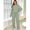 imageANRABESS Womens Two Piece Outfits Casual Knit Hooded Sweater Straight Leg Pants Set 2025 Fall Lounge Travel ClothesLight Green