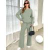 imageANRABESS Womens Two Piece Outfits Casual Knit Hooded Sweater Straight Leg Pants Set 2025 Fall Lounge Travel ClothesLight Green