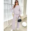 imageANRABESS Womens Two Piece Outfits Casual Knit Hooded Sweater Straight Leg Pants Set 2025 Fall Lounge Travel ClothesLight Grey