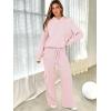 imageANRABESS Womens Two Piece Outfits Casual Knit Hooded Sweater Straight Leg Pants Set 2025 Fall Lounge Travel ClothesLight Pink