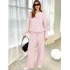 imageANRABESS Womens Two Piece Outfits Casual Knit Hooded Sweater Straight Leg Pants Set 2025 Fall Lounge Travel ClothesLight Pink