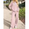imageANRABESS Womens Two Piece Outfits Casual Knit Hooded Sweater Straight Leg Pants Set 2025 Fall Lounge Travel ClothesLight Pink