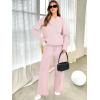imageANRABESS Womens Two Piece Outfits Casual Knit Hooded Sweater Straight Leg Pants Set 2025 Fall Lounge Travel ClothesLight Pink