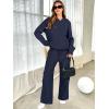 imageANRABESS Womens Two Piece Outfits Casual Knit Hooded Sweater Straight Leg Pants Set 2025 Fall Lounge Travel ClothesNavy Blue