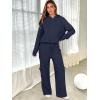 imageANRABESS Womens Two Piece Outfits Casual Knit Hooded Sweater Straight Leg Pants Set 2025 Fall Lounge Travel ClothesNavy Blue