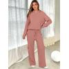 imageANRABESS Womens Two Piece Outfits Casual Knit Hooded Sweater Straight Leg Pants Set 2025 Fall Lounge Travel ClothesRust