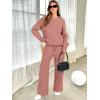 imageANRABESS Womens Two Piece Outfits Casual Knit Hooded Sweater Straight Leg Pants Set 2025 Fall Lounge Travel ClothesRust