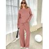 imageANRABESS Womens Two Piece Outfits Casual Knit Hooded Sweater Straight Leg Pants Set 2025 Fall Lounge Travel ClothesRust