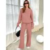 imageANRABESS Womens Two Piece Outfits Casual Knit Hooded Sweater Straight Leg Pants Set 2025 Fall Lounge Travel ClothesRust