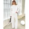 imageANRABESS Womens Two Piece Outfits Casual Knit Hooded Sweater Straight Leg Pants Set 2025 Fall Lounge Travel ClothesWhite