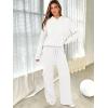 imageANRABESS Womens Two Piece Outfits Casual Knit Hooded Sweater Straight Leg Pants Set 2025 Fall Lounge Travel ClothesWhite