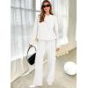 imageANRABESS Womens Two Piece Outfits Casual Knit Hooded Sweater Straight Leg Pants Set 2025 Fall Lounge Travel ClothesWhite