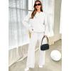 imageANRABESS Womens Two Piece Outfits Casual Knit Hooded Sweater Straight Leg Pants Set 2025 Fall Lounge Travel ClothesWhite