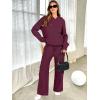 imageANRABESS Womens Two Piece Outfits Casual Knit Hooded Sweater Straight Leg Pants Set 2025 Fall Lounge Travel ClothesWine Red