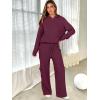 imageANRABESS Womens Two Piece Outfits Casual Knit Hooded Sweater Straight Leg Pants Set 2025 Fall Lounge Travel ClothesWine Red