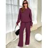 imageANRABESS Womens Two Piece Outfits Casual Knit Hooded Sweater Straight Leg Pants Set 2025 Fall Lounge Travel ClothesWine Red