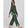 imageANRABESS Womens Two Piece Outfits Knit Pullover Sweater Tops ampamp Wide leg Pants Lounge Matching Sweatsuit Tracksuits SetsArmy Green