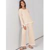 imageANRABESS Womens Two Piece Outfits Knit Pullover Sweater Tops ampamp Wide leg Pants Lounge Matching Sweatsuit Tracksuits SetsBeige