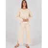 imageANRABESS Womens Two Piece Outfits Knit Pullover Sweater Tops ampamp Wide leg Pants Lounge Matching Sweatsuit Tracksuits SetsBeige