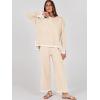 imageANRABESS Womens Two Piece Outfits Knit Pullover Sweater Tops ampamp Wide leg Pants Lounge Matching Sweatsuit Tracksuits SetsBeige