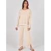 imageANRABESS Womens Two Piece Outfits Knit Pullover Sweater Tops ampamp Wide leg Pants Lounge Matching Sweatsuit Tracksuits SetsBeige