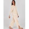 imageANRABESS Womens Two Piece Outfits Knit Pullover Sweater Tops ampamp Wide leg Pants Lounge Matching Sweatsuit Tracksuits SetsBeige