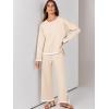 imageANRABESS Womens Two Piece Outfits Knit Pullover Sweater Tops ampamp Wide leg Pants Lounge Matching Sweatsuit Tracksuits SetsBeige