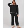 imageANRABESS Womens Two Piece Outfits Knit Pullover Sweater Tops ampamp Wide leg Pants Lounge Matching Sweatsuit Tracksuits SetsBlack
