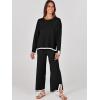 imageANRABESS Womens Two Piece Outfits Knit Pullover Sweater Tops ampamp Wide leg Pants Lounge Matching Sweatsuit Tracksuits SetsBlack
