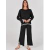 imageANRABESS Womens Two Piece Outfits Knit Pullover Sweater Tops ampamp Wide leg Pants Lounge Matching Sweatsuit Tracksuits SetsBlack