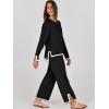 imageANRABESS Womens Two Piece Outfits Knit Pullover Sweater Tops ampamp Wide leg Pants Lounge Matching Sweatsuit Tracksuits SetsBlack